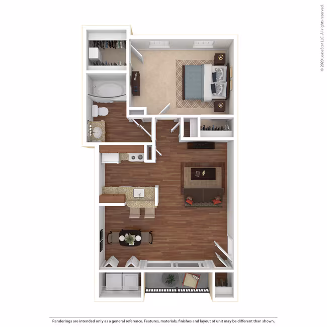 1 Bed 1 Bath 701 SqFt (663 Net) 6208 floor plan